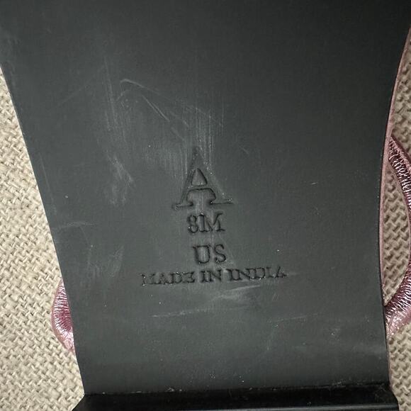 NEW Maeve Anthropologie Shiny Pink Strappy Slip On Sandals Leather Square Toe 8 - Picture 10 of 10